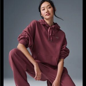 Alo Accolade Hoodie in Burgundy Truffle size Medium